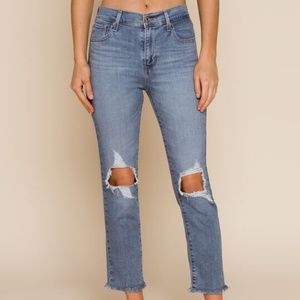 Levi's Women's 724 High Rise Straight Leg Crop Blue Jeans Size 12